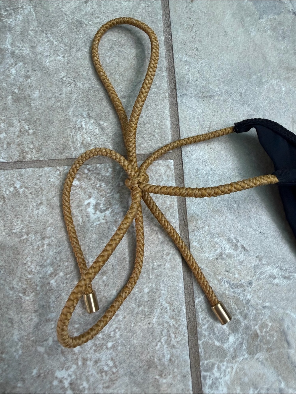 Vix Paula Hermanny Black Tie Side Cheeky Bikini Bottom with Gold Rope Straps - Picture 5 of 8
